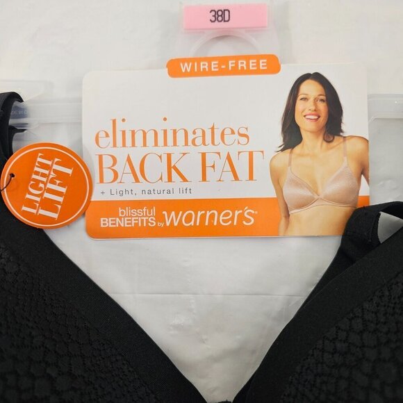 Warner’s Blissful Benefits Wire-Free Back Smoothing Natural Lift Bra - Size 38D - Picture 8 of 11